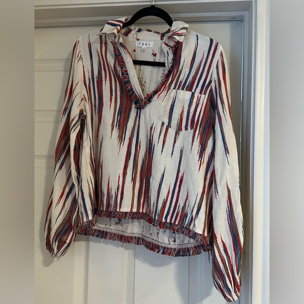 THML Red White and Blue Embroidered Blouse